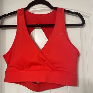 Gymshark X Nikki Blackketter Cross Back Sports Bra in Red Coral Marl